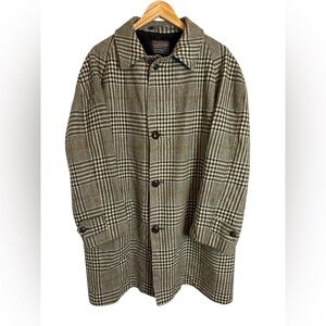 Vintage Pendleton Wool Fur Lined Coat Men’s Large Glen Plaid USA Made 60s 70s